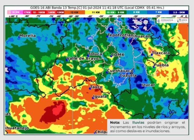 Se esperan lluvias fuertes a puntuales muy fuertes, para las próximas horas: CEPCM