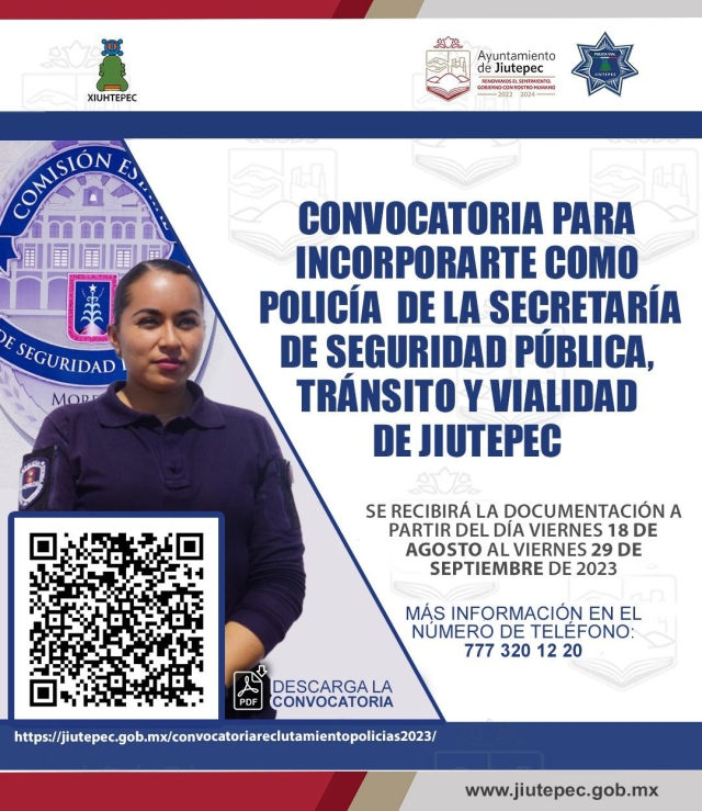 Abierta convocatoria para integrarse a la policía de Jiutepec
