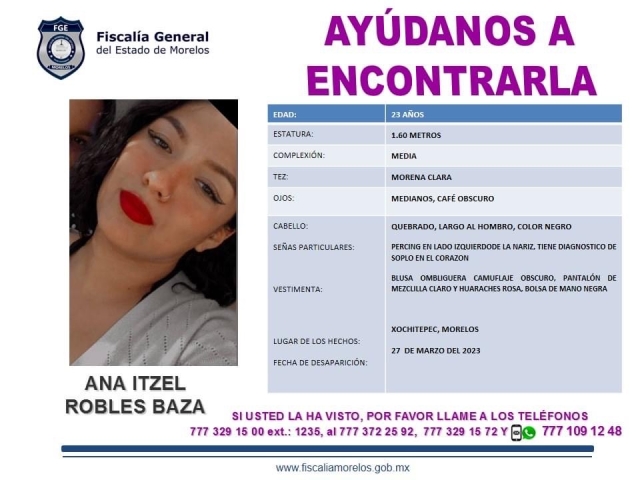 Buscan a una joven que desapareció en Xochitepec