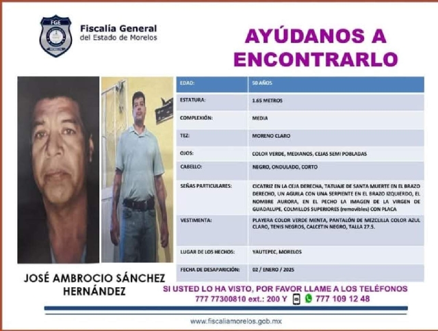 Buscan a un hombre que desapareció en Yautepec