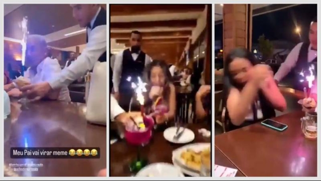 Viral: meseros brasileños asustan a comensales con peculiar tradición de cumpleaños