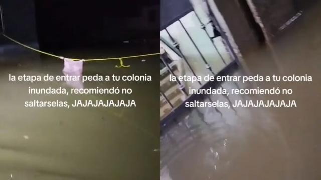 Mujer borracha enfrenta inundación en Chetumal con humor