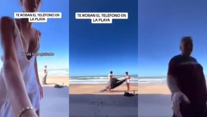 Le roban el celular mientras grababa un tiktok en la playa