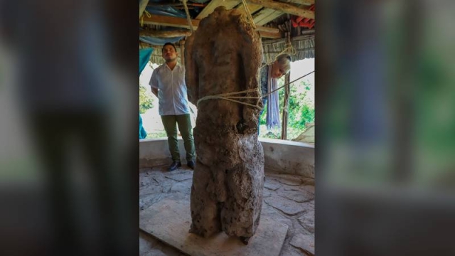 INAH en Tren Maya: Hallan escultura de guerrero decapitado