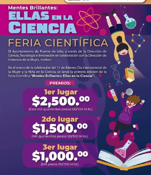 Anuncian feria científica dirigida a mujeres en Puente de Ixtla