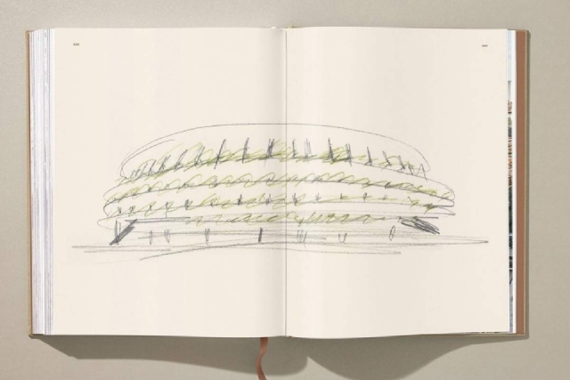 Croquis del arquitecto Kengo Kuma para el nuevo estadio olímpico de Tokio 2020.