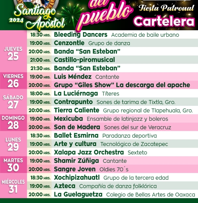 Anuncian fiesta de Santiago Apóstol en Zacatepec