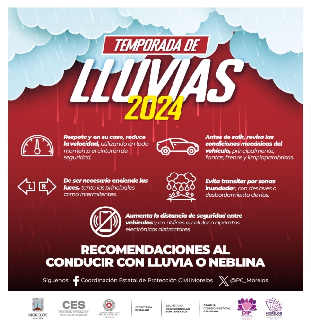 Solicita CEPCM atender recomendaciones al conducir con lluvia o neblina