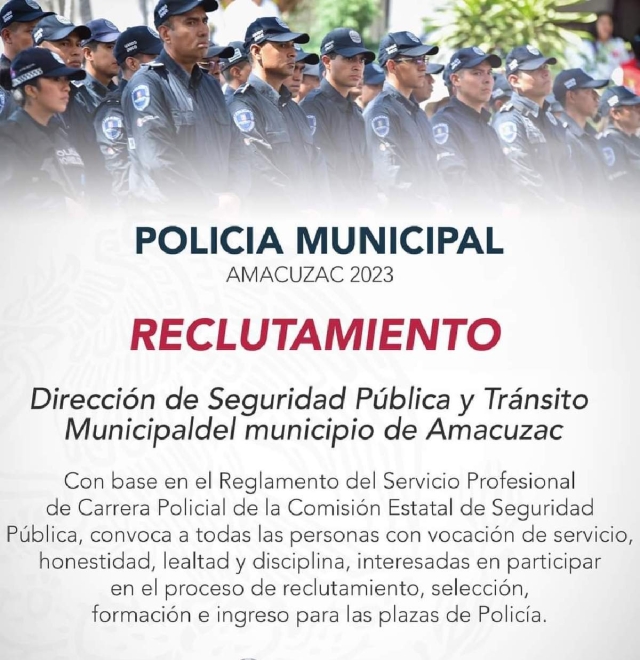 Lanzan convocatoria para integrarse a la Policía Municipal de Amacuzac