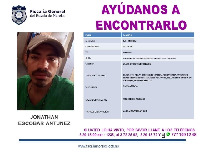 Buscan a joven que desapareció en Xochitepec