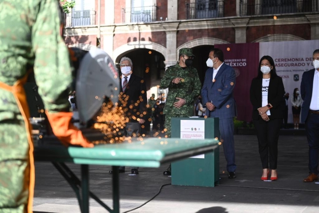 Encabezan Cuauhtémoc Blanco y Jorge Antonio Maldonado ceremonia de destrucción de armamento decomisado a disposición del Ejército Mexicano