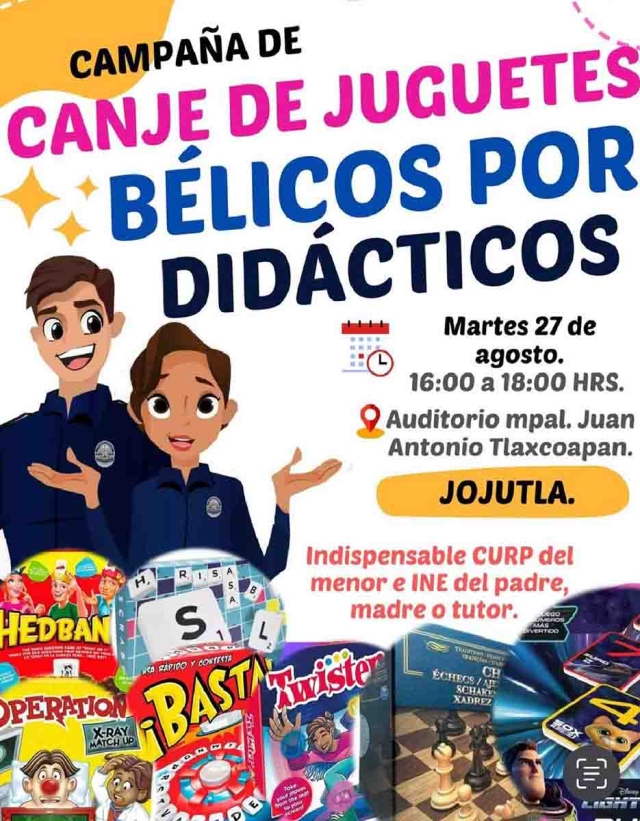 Realizarán campaña de juguetes bélicos por didácticos en Jojutla