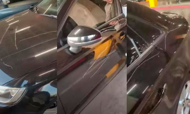 Viralizan video de mujeres rayando auto por ganarles cajón de estacionamiento