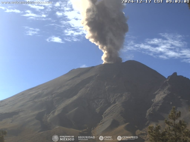 Registra 57 exhalaciones volcán Popocatépetl; se mantiene semáforo amarillo fase 2