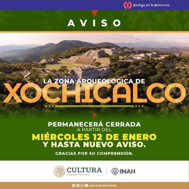 Cierre de zona arqueológica de Xochicalco, hasta nuevo aviso