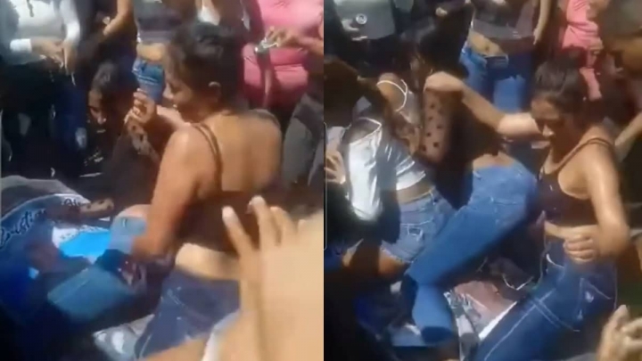Mujeres despiden a ladrón perreando sobre su ataúd.