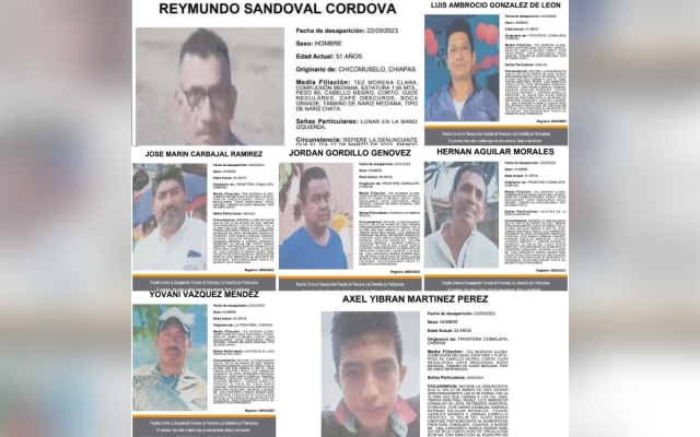 Desaparecen 7 hombres en la frontera con Guatemala