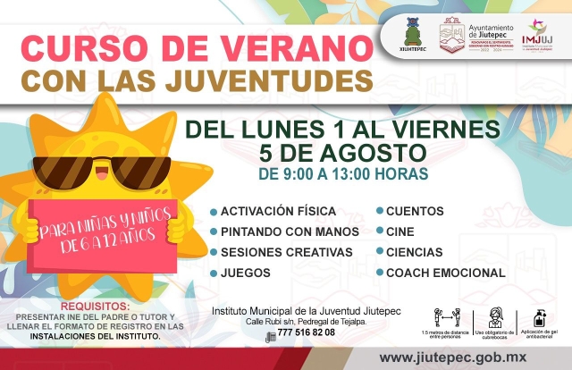Gobierno de Jiutepec anuncia cursos de verano