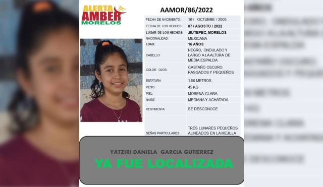 Una adolescente desapareció en Jiutepec