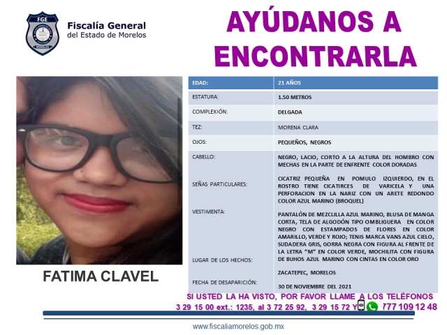 Una joven desapareció en Zacatepec