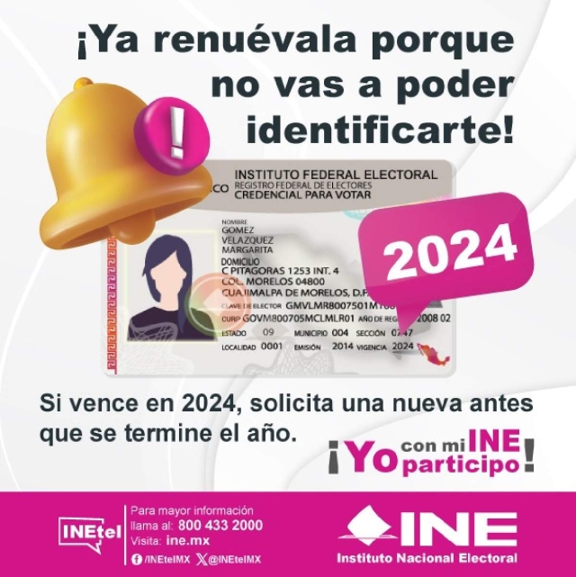 El INE llamó a la población a actualizar su credencial de elector para mantenerla vigente, pues se requiere para diferentes trámites.