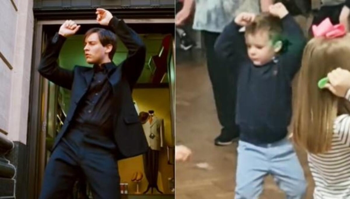 Niño recrea baile de Tobey Maguire en Spiderman 3 y se hace viral