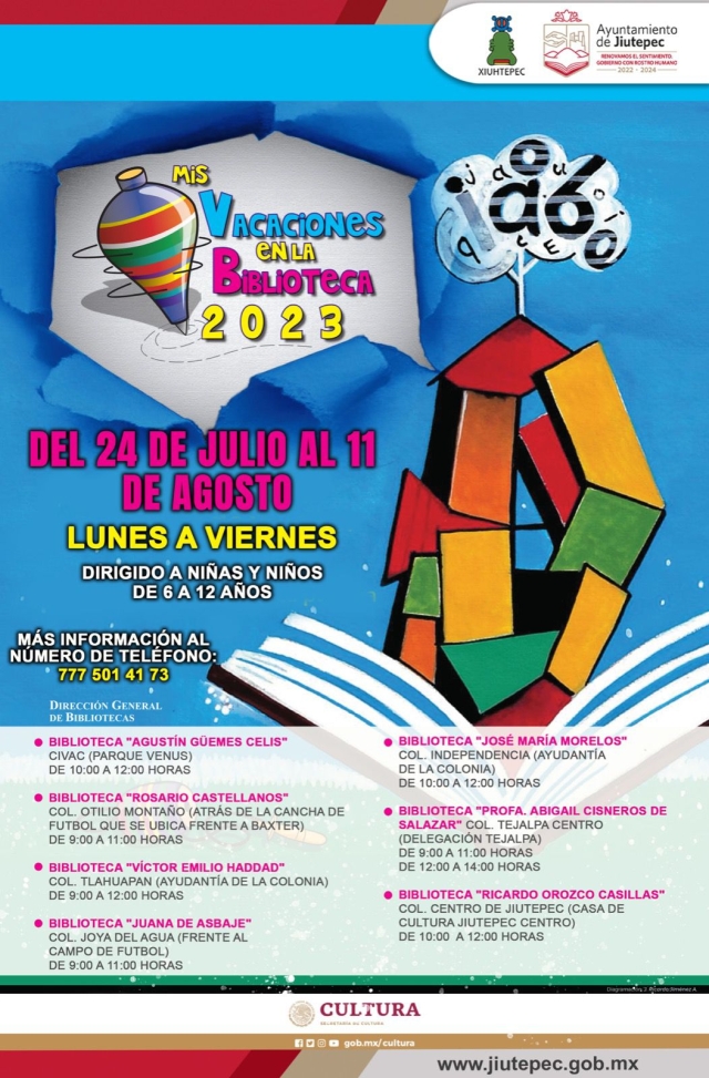 Alcalde Rafael Reyes invita a la niñez de Jiutepec a participar en el curso &#039;Mis vacaciones en la biblioteca&#039;