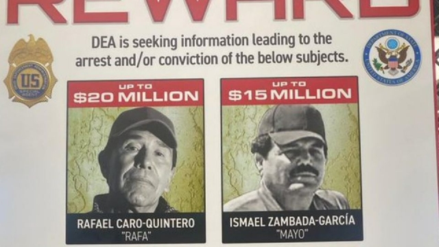 Nuevo póster de la DEA ofrece RECOMPENSA de 45 mdd por Caro Quintero, &quot;Mayo&quot; Zambada y los Chapitos&quot;