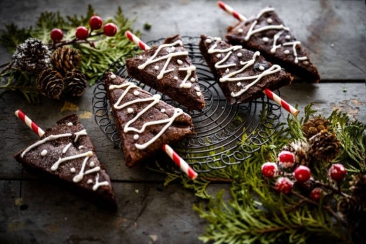Brownies en forma de árbol de Navidad, receta sencilla para sorprender a la familia