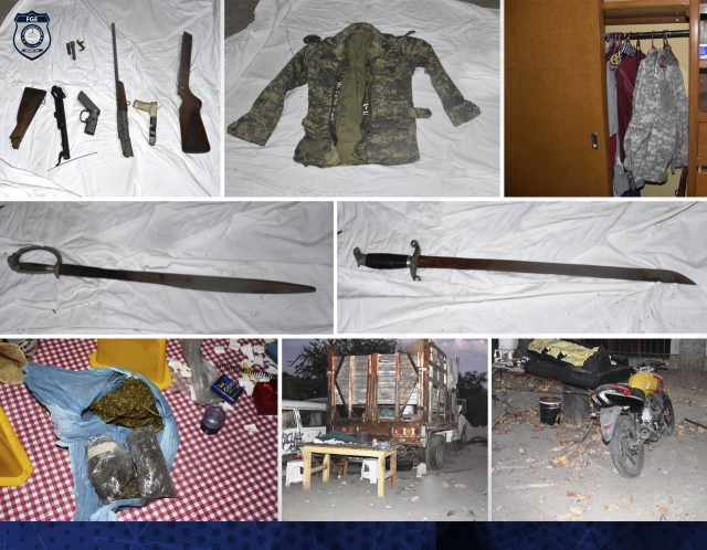 23 vehículos de procedencia ilícita, armas y droga asegurados en cateo en Amacuzac