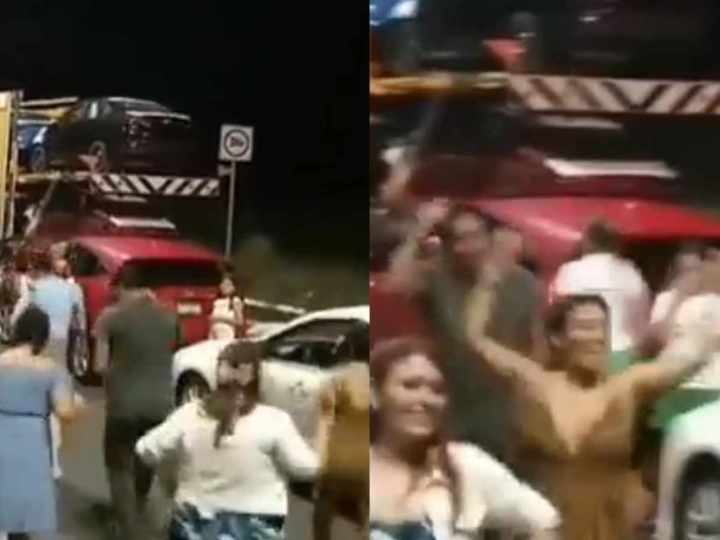Ritmo en el caos: Gente baila &#039;Payaso de rodeo&#039; durante accidente en la autopista Siglo XXI