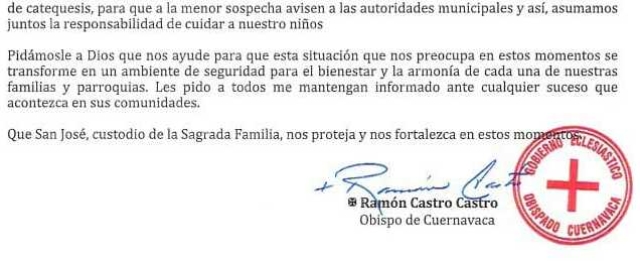 Alerta Diócesis de Cuernavaca a grupos de catequesis ante denuncias de desaparición de menores