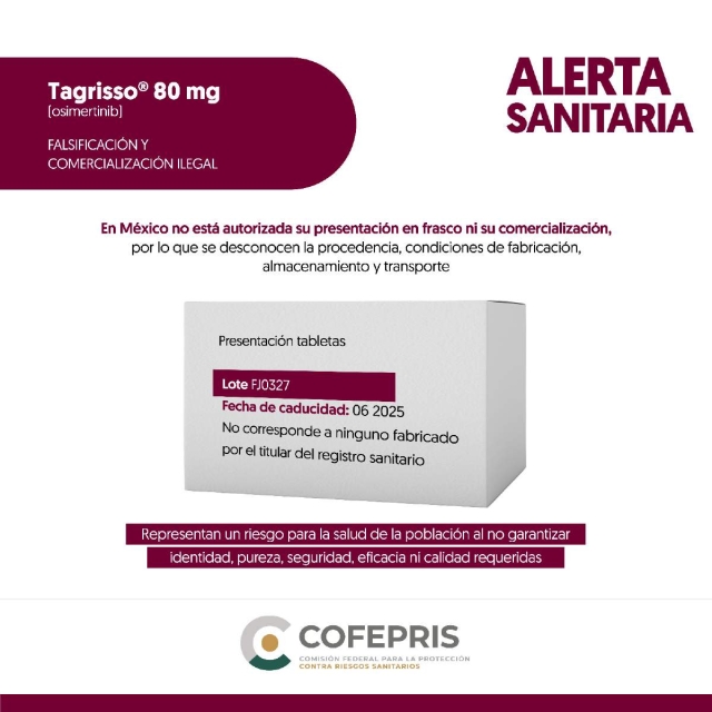 Alerta Cofepris sobre falsificación de medicamentos contra el cáncer