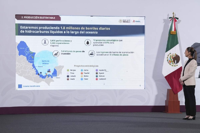 La presidenta de México sostuvo que se debe racionalizar el petróleo, pues debe mantenerse para las actuales y futuras generaciones. 