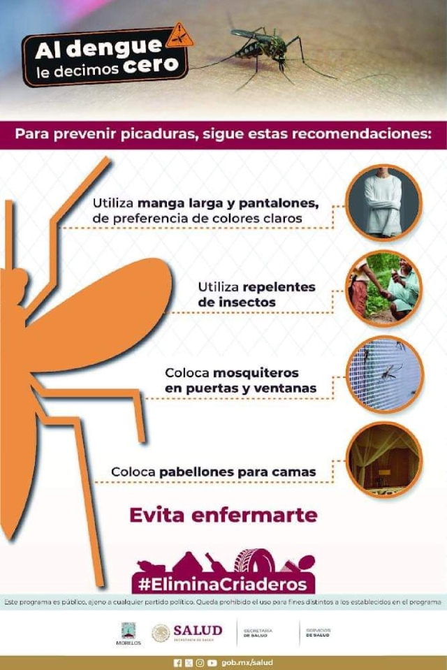 Llaman a prevenir picadura de mosco transmisor del dengue en Tetecala