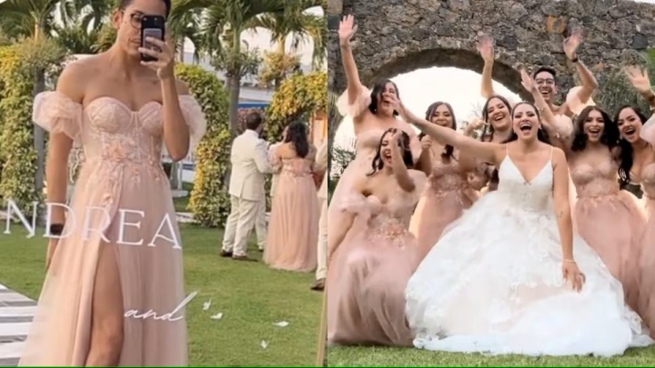 Damo de honor en vestido causa sensación en boda de su amiga