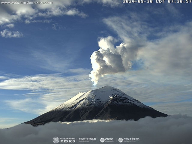 Registra 30 exhalaciones volcán Popocatépetl; se mantiene semáforo amarillo fase 2