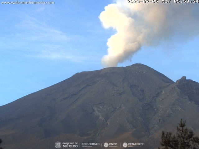 Registran 27 exhalaciones del volcán Popocatépetl; se mantiene semáforo amarillo fase 2