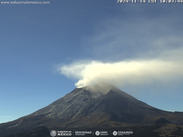 Registra 52 exhalaciones volcán Popocatépetl; se mantiene semáforo amarillo fase 2