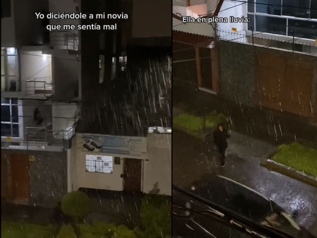 La llaman &#039;Romea&#039;: Mujer camina bajo la lluvia para ver a su novio enfermo