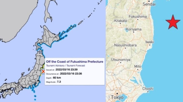 Japón registra fuerte sismo de 7.3 en Fukushima; activa alerta de tsunami