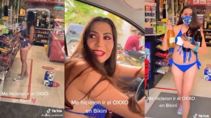 Mujer va al OXXO a comprar cerveza en bikini y viraliza tras cumplir un reto