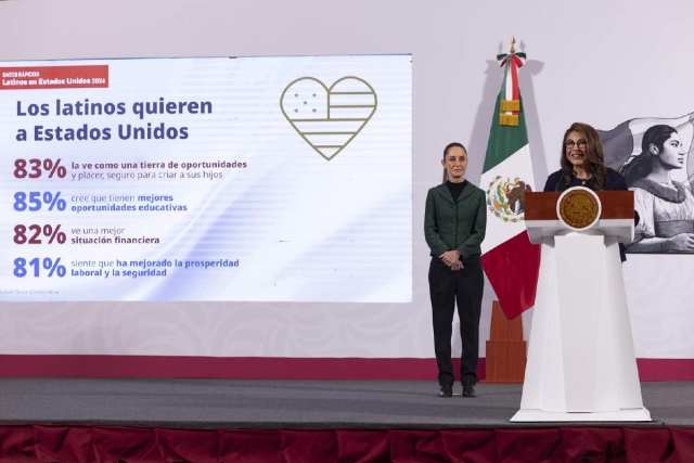  La directora general del Latino Donor Collaborative (LDC), Ana Teresa Ramírez Rodríguez, acompañó a la titular del Ejecutivo federal en la conferencia de prensa matutina.