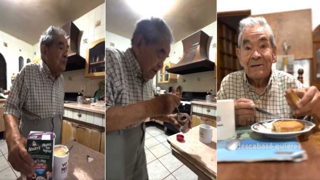 Abuelito comparte receta de cómo preparar café con leche y conquista las redes