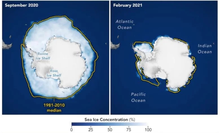 Hielo marino en la Antártida registra mínimo histórico