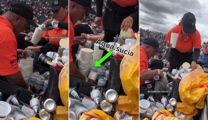 ¡Qué asco! Captan a vendedores echando agua sucia a vasos de cerveza en NASCAR | VIDEO