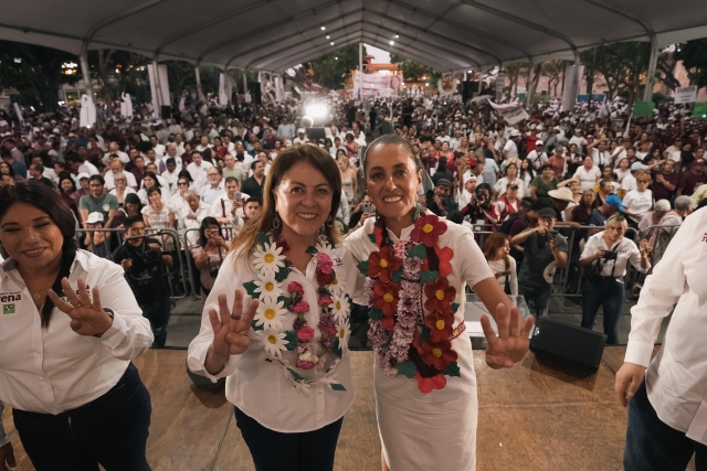 Margarita González Saravia arranca campaña en Morelos acompañada de Claudia Sheinbaum