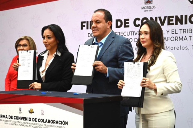 Encabeza Cuauhtémoc Blanco firma de convenio entre Ejecutivo y TEEM para uso de plataforma tecnológica de firma electrónica