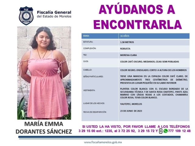 Buscan a una adolescente que desapareció en Yautepec