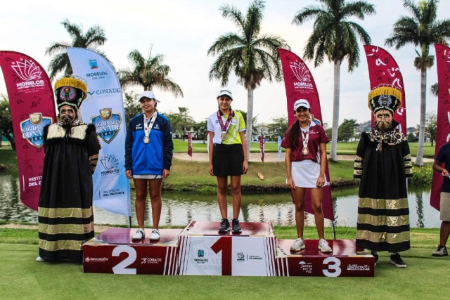 La golfista Siena Nieto consiguió la medalla de oro en categoría menores de 18 años de edad; dio 208 golpes en 54 hoyos.